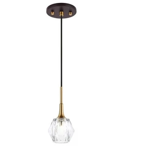 Woodbridge Lighting Regent Park 1Lt Glass Mini-Pendant in Bronze/Crystal - Picture 1 of 4