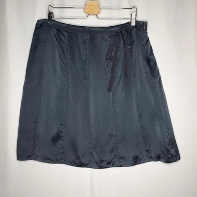 Falda de seda Mossimo para mujer 16 negra satinada forrada con corbata mini Y2K Whimsigoth Fairycore Foto 1 de 4