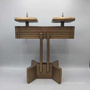 Vintage Mid Century schwerer brutalistischer 18,2 Pfund Gusseisen Doppel Kerzenhalter - Bild 1 von 12