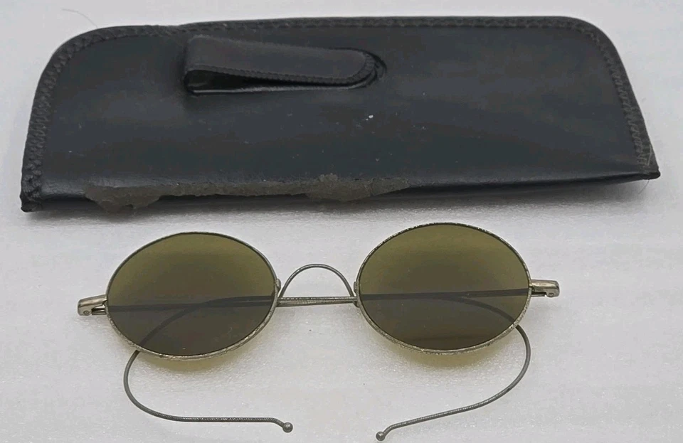 Óculos de sol Willson redondo verde lentes óculos vintage década de 1930 - Imagem 1 de 4