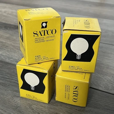 4x VTG SATCO 40 Watt White Candelabra Base (Small) Decorative Light Bulbs 120V - Image 1 of 3