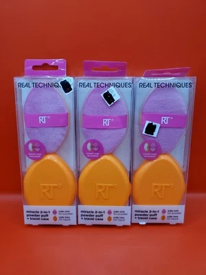 Paquete de 3 Polvo/Líquido Puff Real Techniques Miracle 2 en 1 con Estuche de Viaje ¡Nuevo! Foto 1 de 4