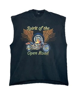 Vintage 90’s Biker Motorcycle Cutoff Shirt Mens Size Large Faded Grunge - Picture 1 of 11