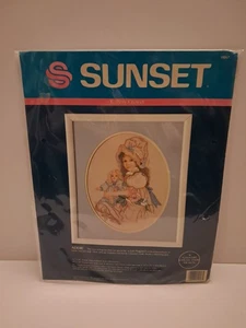 New! Dimensions Sunset Gallery Crewel  #11057 Addie &  Baby Doll  Embroidery Kit - Picture 1 of 4