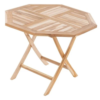 DIVERO Holztisch Gartentisch Klapptisch Holz Teak klappbar Ø 90 cm unbehandelt - Bild 1 von 4