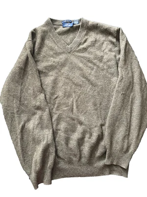 Allen Solly Vintage 100% Cashmere Sweater Men’s Green V-Neck Pullover Size XL - Image 1 of 4