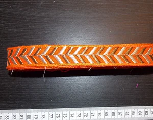 1m 27mm Orange Jacquard Bestickt Band Spitze Applikation Borte Dekor - Bild 1 von 1