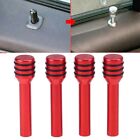 Red Car Door Lock Pins Cover Aluminum Alloy Material Easy to Install (4 pcs)