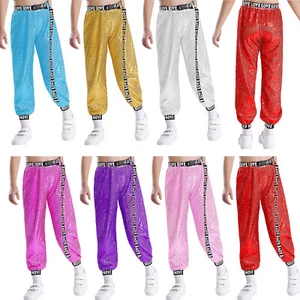 Kids Girls Pants Party Leggings Stage Performance Trousers Sequins Costume Jazz - Picture 1 of 68