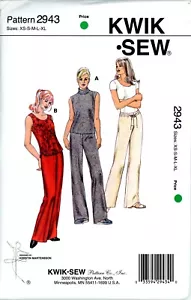 Kwik Sew 2943 top senza maniche e pantaloni con coulisse gamba larga taglia XS-XL NON TAGLIATI - Foto 1 di 5