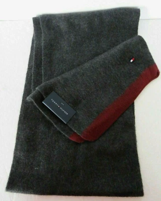 Tommy Hilfiger Para Hombre Bufanda Gris Carbón Logo Tejido Suave Invierno Nuevo con Etiquetas  Foto 1 de 4