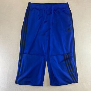 adidas pantalon homme L bleu noir sueurs rayures logo gymnastique entraînement baggy 88387
