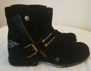 OTTO ZONE Replay Style Black Suede Leather Ankle Moto Boots Size 8.5 - Picture 1 of 12