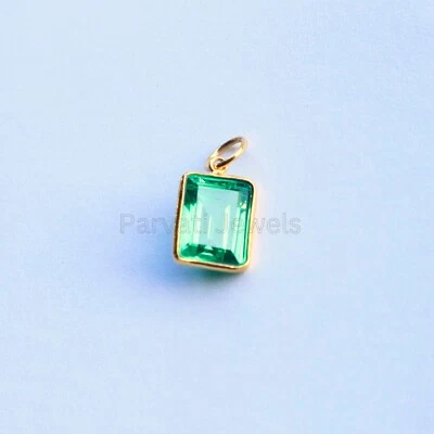 Berloque de presente feminino casamento ouro 18k sólido corte peridoto criado em laboratório - Imagem 1 de 4