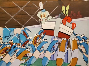 1ST EPISODE SPONGEBOB SQUAREPANTS SET-UP CEL PRODUCTION BACKGROUND HELP WANTED - Picture 1 of 14