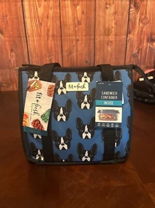 Insulated Lunch Tote Fit & Fresh Sandwich Containers Dog Lover Blue - Picture 1 of 11