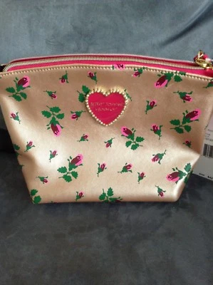 BETSEY JOHNSON ORO ROSA FLORAL FONDO EN T METAL ALMEJA BOLSA MAQUILLAJE  Foto 1 de 4