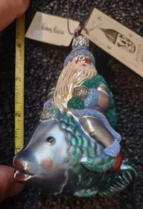 Patricia Breen Babbo Natale Equitazione Pesce Turchese Decorazione Natalizia - Foto 1 di 9