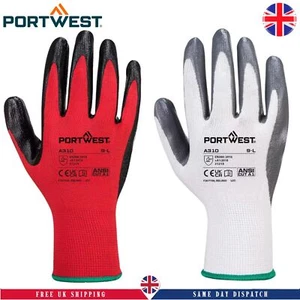 Portwest A310 Flexo Sicherheitshandschuh Nitril Griff handflächenbeschichtete Arbeitskörper 6,12,24 Paar - Bild 1 von 10