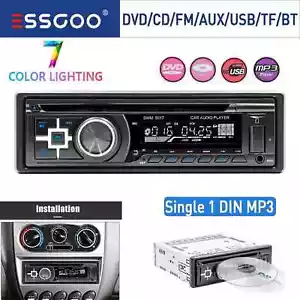 CD DVD Car Stereo 1DIN mit Bluetooth Hands-free Calling AUX USB SD MP3 Player - Picture 1 of 12