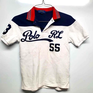 Polo Ralph Lauren 55 Collar Shirt White Blue Red Size Boys S/P 8 - Picture 1 of 7