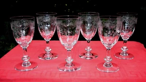SAINT LOUIS MASSENET CLEO 6 WEINGLÄSER VERRES A VIN CRISTAL GRAVE NAPOLEON III C - Imagen 1 de 6