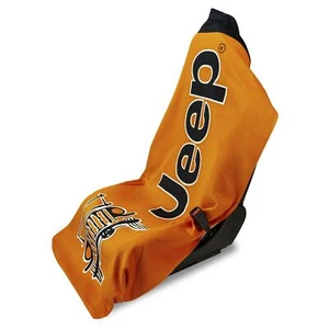 Towel 2 Go Orange Seat Cover with Jeep Wrangler Logo - Soft Machine Washable ... - Picture 1 of 6