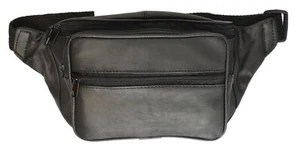 New Black Leather Waist Fanny Pack Belt Bag Pouch Travel Hip Purse Men Women 005 - Picture 1 of 2