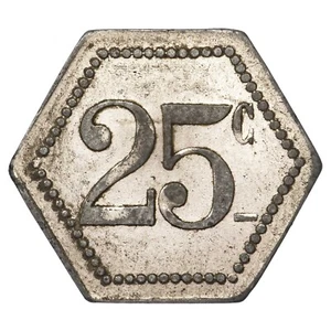 France jeton de jeu 25 centimes hexagonal étain - Imagen 1 de 2