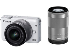 USED Canon EOS M10 double lens kit EF-M15-45mm EF-M55-200m White FREESHIPPING