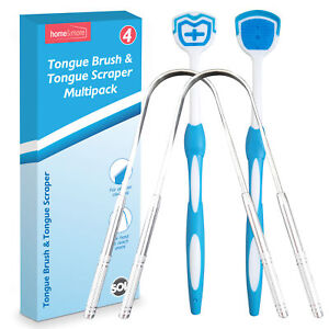 4pk Tongue Scraper Tounge Brush Cleaning Cleaner Dental Hygiene Oral Care Steel