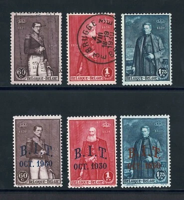  Belgium 1930 portraits kings used set + set never used with overprinted B.I.T - Image 1 of 2
