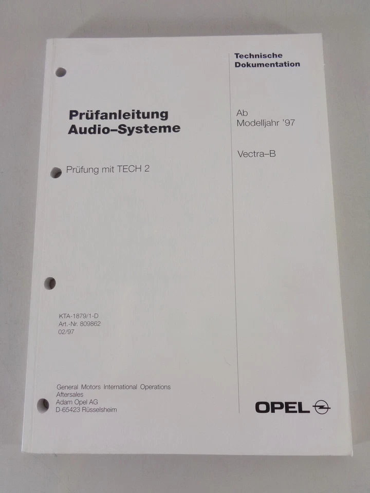 Manual de Taller Instrucciones de Inspección Opel Vectra B Audio-Systeme Desde - Imagen 1 de 1