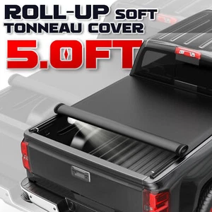 5FT Roll-up Soft Truck Bed Tonneau Cover for 2005-2025 Nissan Frontier On Top - Picture 1 of 14
