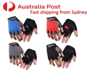 Cycling Bicycle Half Finger Bike Gloves Unisex Anti Slip Padded Hiking Glove AU - Picture 1 of 14