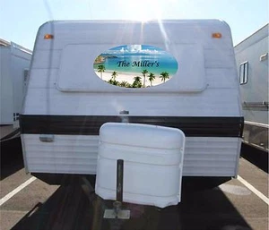 Personalized Beach Camper RV Vinyl Sticker Full Color Camper Graphics 14X36 - Picture 1 of 1