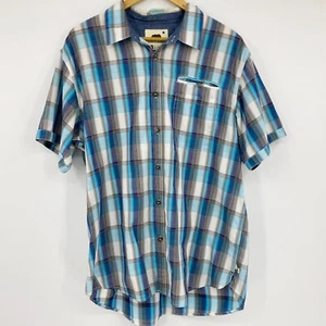 Dakota Grizzly Herren Kurzarm Hemd mit Knopfleiste türkis blau grau kariert Gr. XL - Bild 1 von 6
