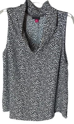 NOVO Vince Camuto gola alta sem mangas preto branco tamanho M novo com etiquetas - Imagem 1 de 4