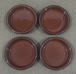 Lot Of 4 Cermer Terra Cotta Glazed Ceramic Ramekin Flan Crème Brûlée Bowls - Picture 1 of 3