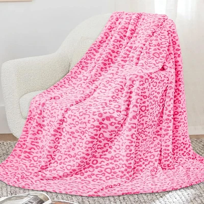 Cálida Manta Rosa Suave Polar Estampado Leopardo Manta Difusa Rosa Caliente Estampado Guepardo Foto 1 de 4