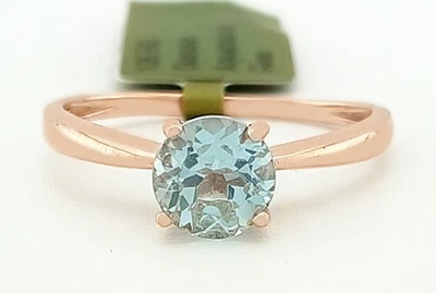 ПОДЛИННОЕ КОЛЬЦО С АКВАМАРИНОМ 1,08 карата РОЗОВОЕ ЗОЛОТО 10 КАРАТ - бесплатная оценка сертификата  - Изображение 1 из 4