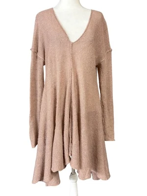 Free People Sweater Dress Womens M Mauve Alpaca Wool Blend V-Neck Flare Hem Boho - Image 1 of 4