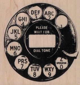 Phone Dial 3 x 3" Rubber Stamp, Mixed Media Stamp, Rotary Phone Stamp - Picture 1 of 1