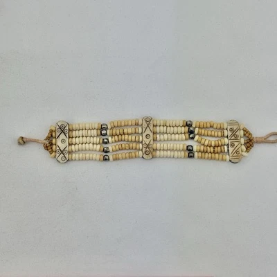 Pulsera de hueso de búfalo nativo americano vintage 6,5" hecha a mano Foto 1 de 4