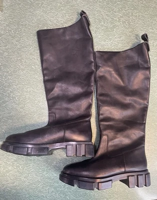 Free People Brooks Tall Black Chunky Combat Riding Boots Size 40 Knee-high - Image 1 of 4