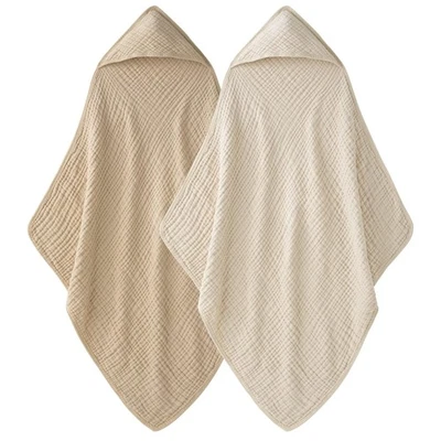 Hooded Baby Towels for Newborn - 2 Pack, 100 Muslin Cotton, Baby Bath Towels ... - Image 1 of 4