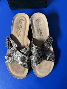 Sandalia para mujer Vionic Danette cuña de corcho piel de serpiente talla 8 nueva sin caja - Imagen 1 de 7