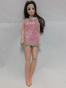 Vintage Angie Doll 2nd Issue Pink Mini Dress, Eyeshadow Topper Hong Kong 1970s - Picture 1 of 13