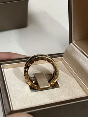 BVLGARI B.Zero1 Ring US 8 EU 57 18K Rose Pink Gold Black Ceramic Ladies - Image 1 of 4