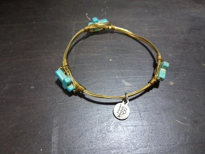 Pulsera Cruz Bourbon & Bowties Chapada en Oro Cobre y Turquesa Foto 1 de 3